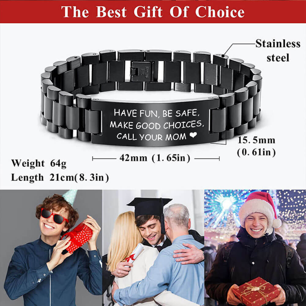 To My Son Bracelet - Have Fun, Be Safe, Make Good Choices & Call Your MOM