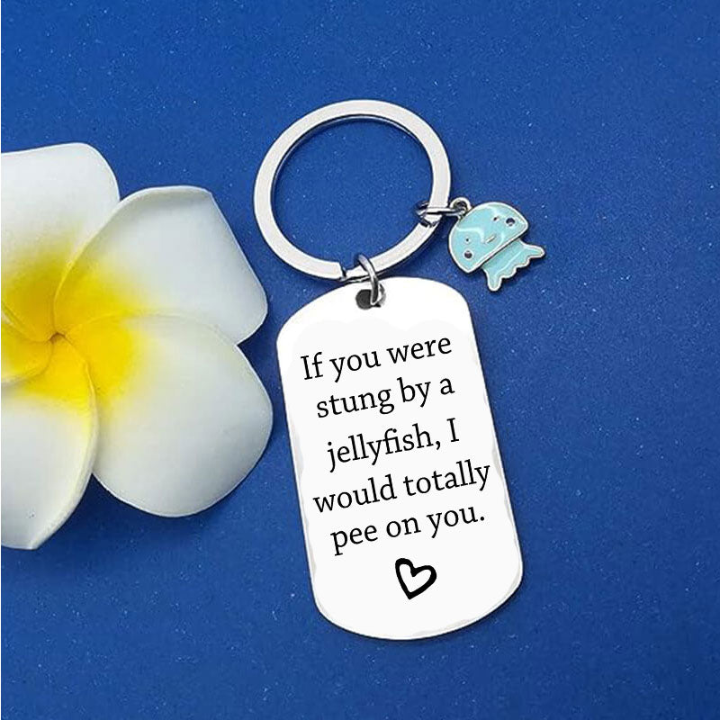 Stung By a Jellyfish Funny Keychain