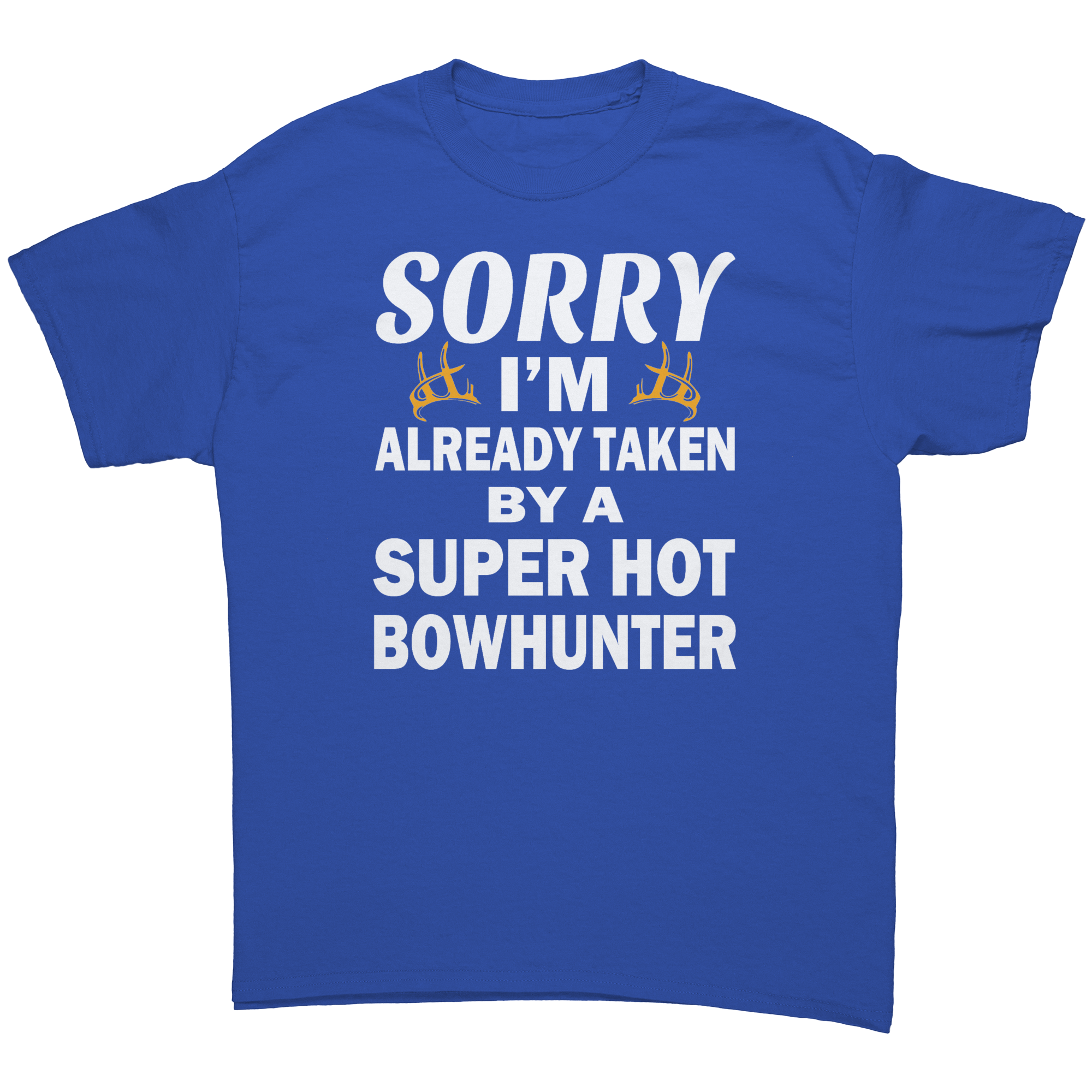 Taken_By_a_Bowhunter_T-shirt_Royal_Front_Mockup.png