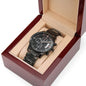 Black Chronograph Watch with Engraving - Within You All You Need