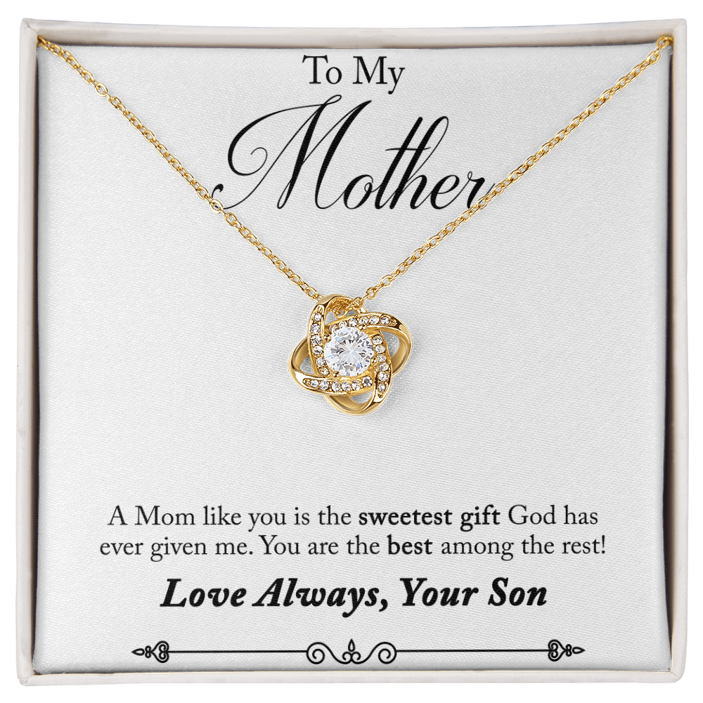 To My Mother Sweetest Gift Love Knot Necklace