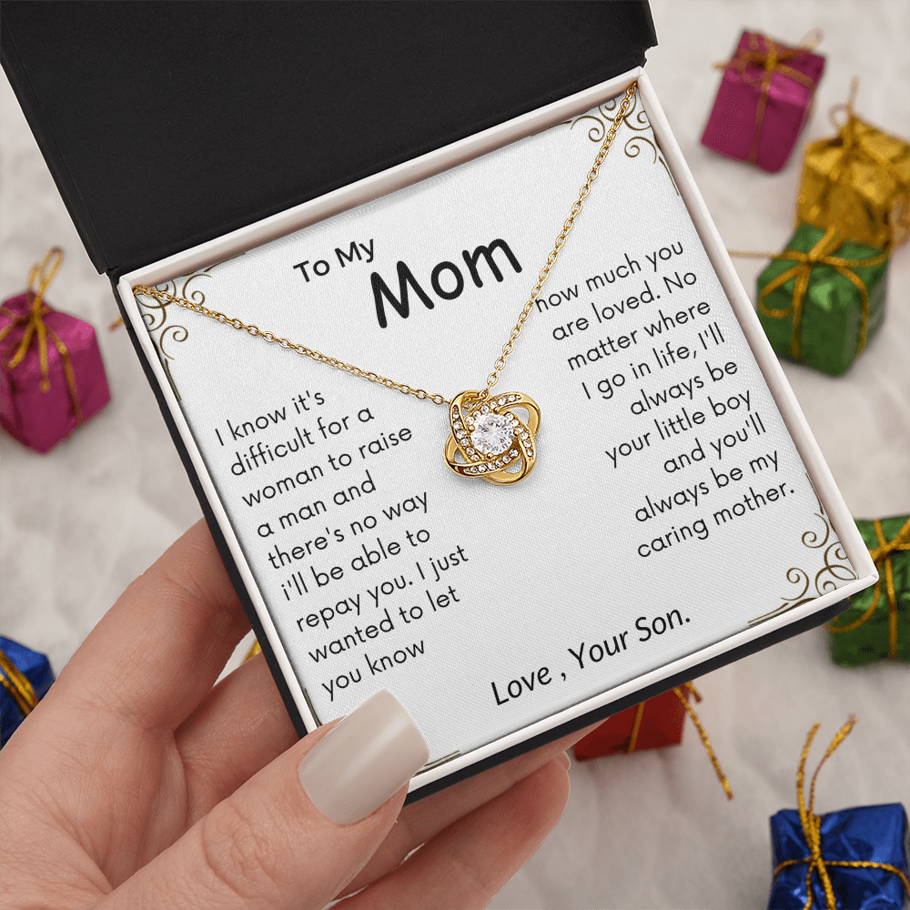 To My Mom Love Knot Necklace - I'll Always Be Your Little Boy