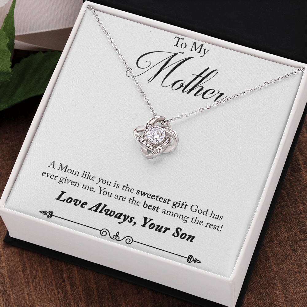 To My Mother Sweetest Gift Love Knot Necklace