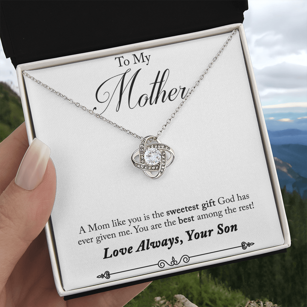 To My Mother Sweetest Gift Love Knot Necklace
