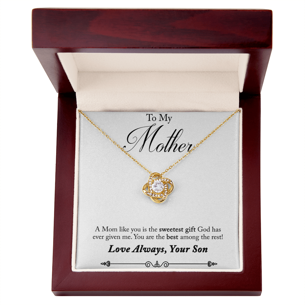 To My Mother Sweetest Gift Love Knot Necklace