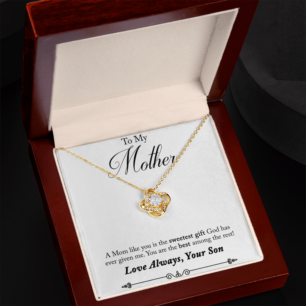 To My Mother Sweetest Gift Love Knot Necklace