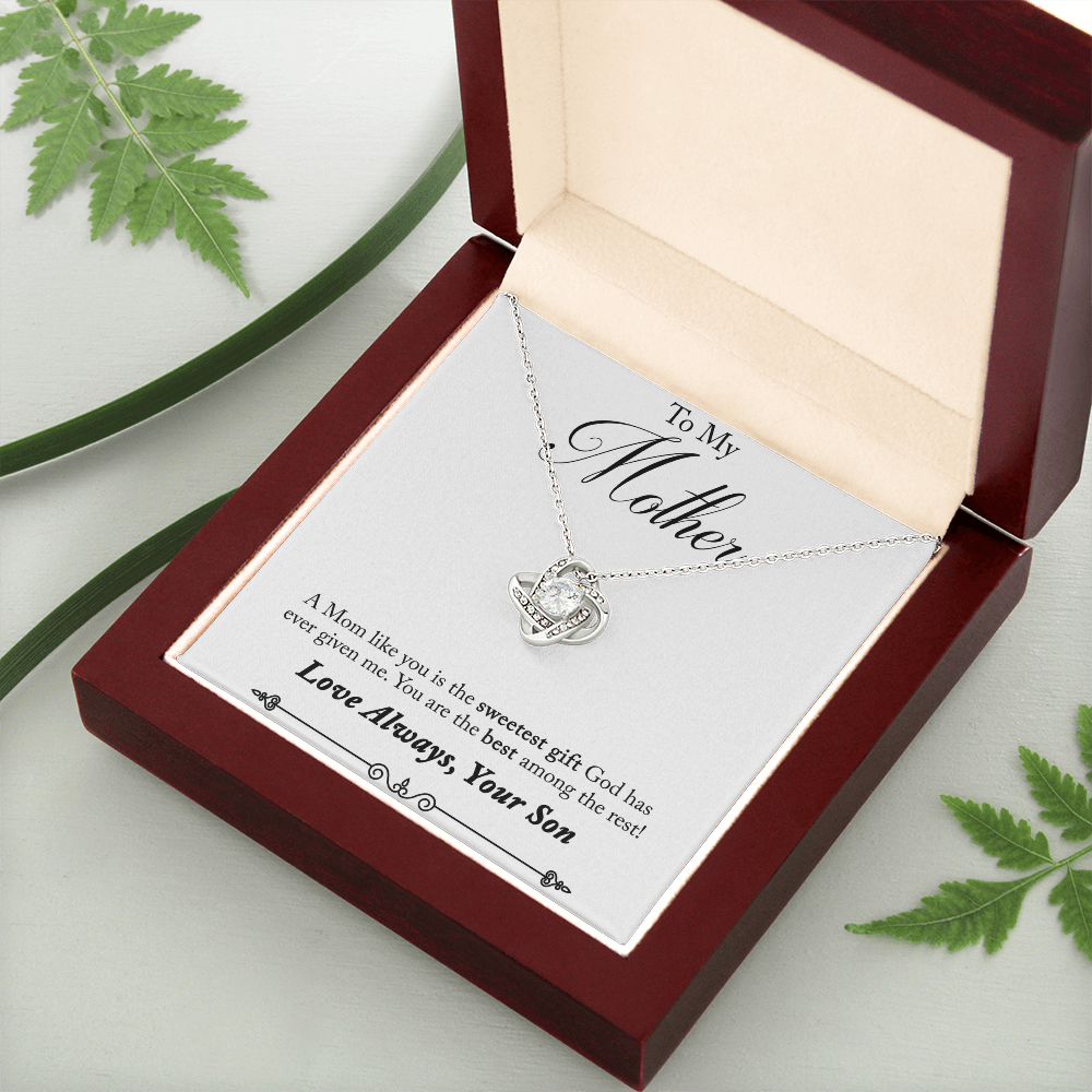 To My Mother Sweetest Gift Love Knot Necklace