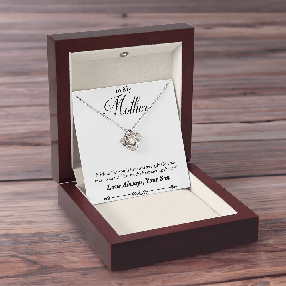 To My Mother Sweetest Gift Love Knot Necklace