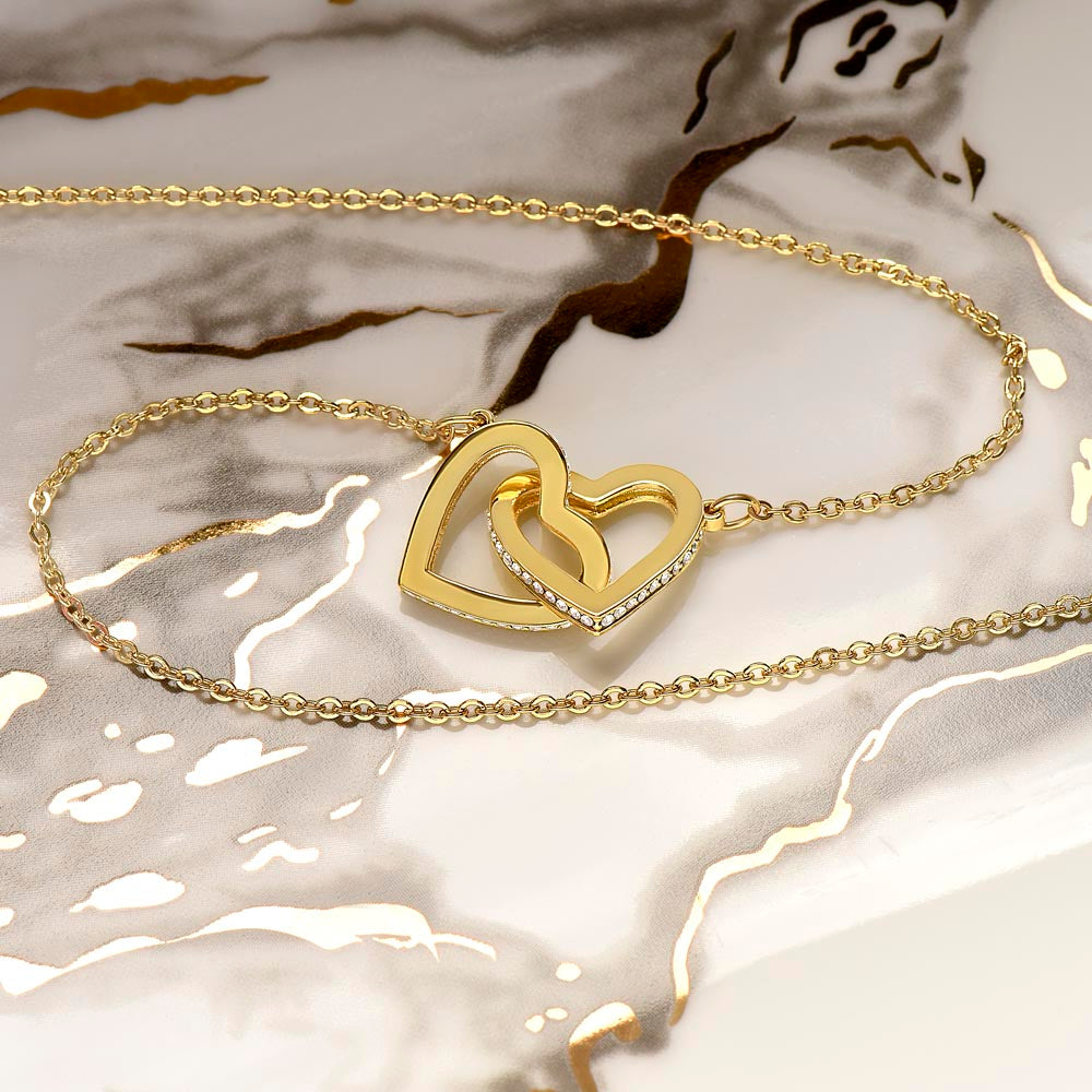 To My Mom Interlocking Hearts Necklace - Side By Side Or Miles Apart
