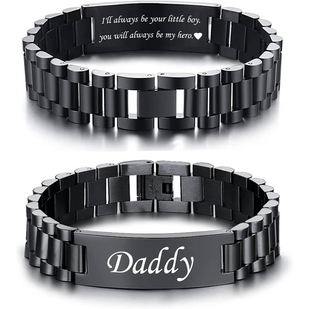 Engraved Bracelet for DAD - You'll Always Be My Hero