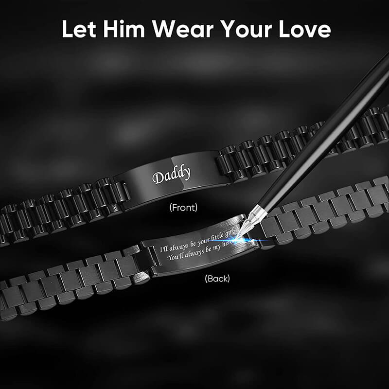 Engraved Bracelet for DAD - You'll Always Be My Hero