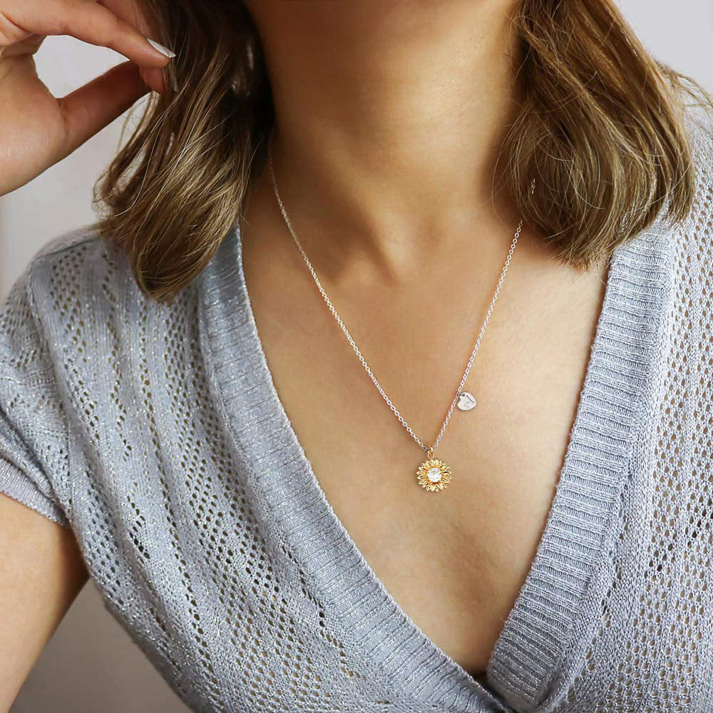 You Are My Sunshine - Initial Sunflower 925 Sterling Silver Necklace Necklaces GrindStyle