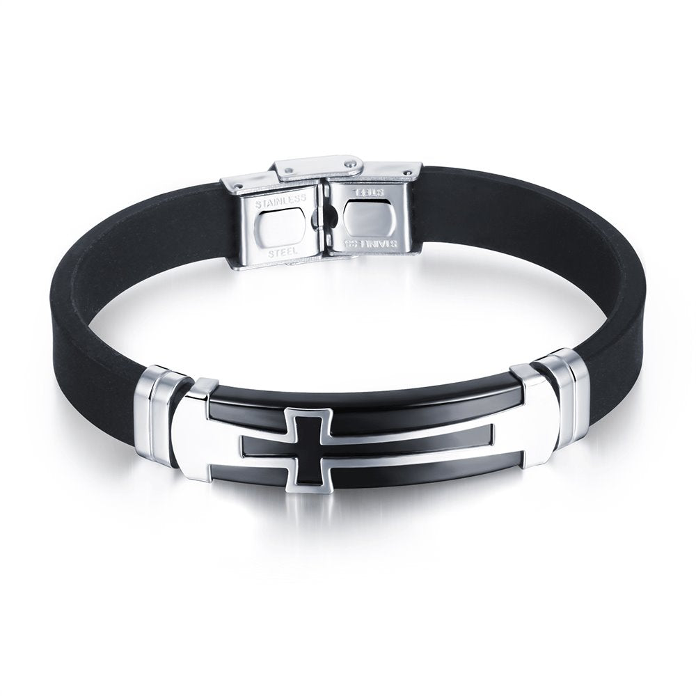 Vintage Cross Silicone Bracelet bracelets GrindStyle Black