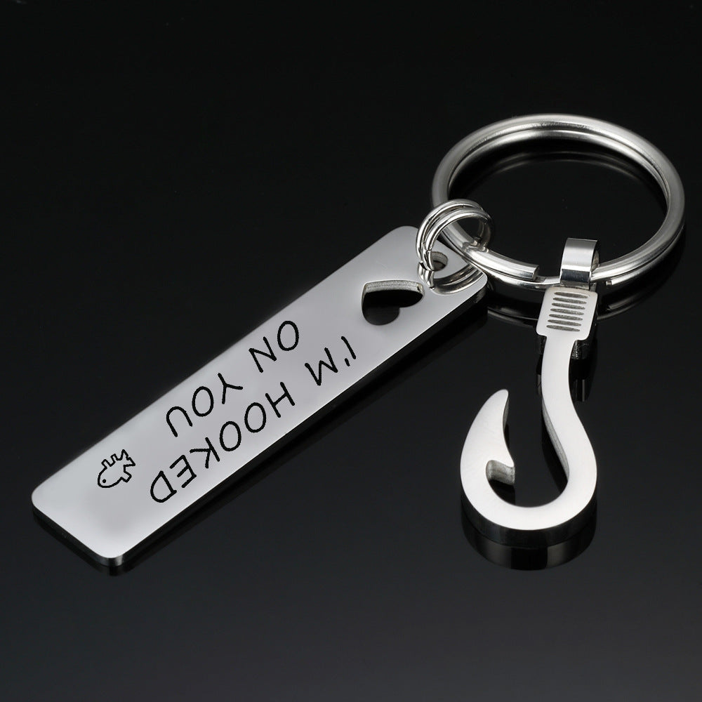 I'm Hooked on You Keychain - Personalize With Initials & Date Keychain GrindStyle