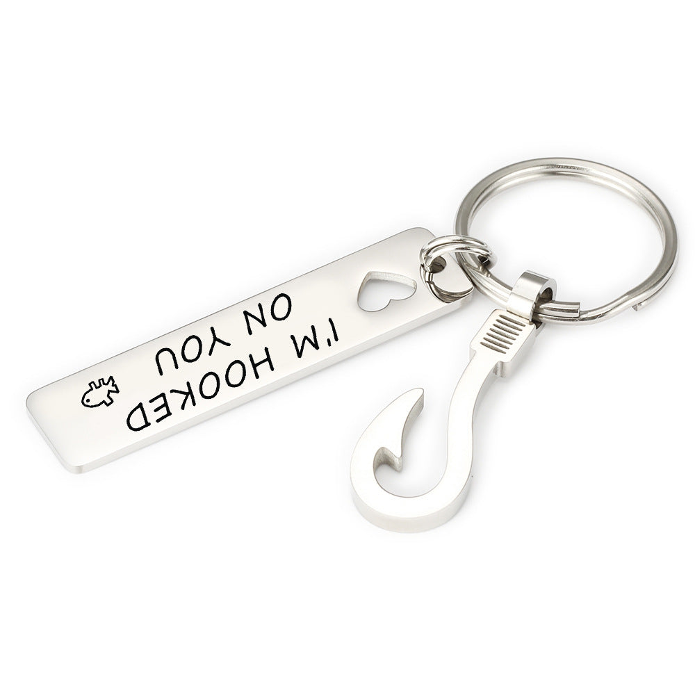 I'm Hooked on You Keychain - Personalize With Initials & Date Keychain GrindStyle