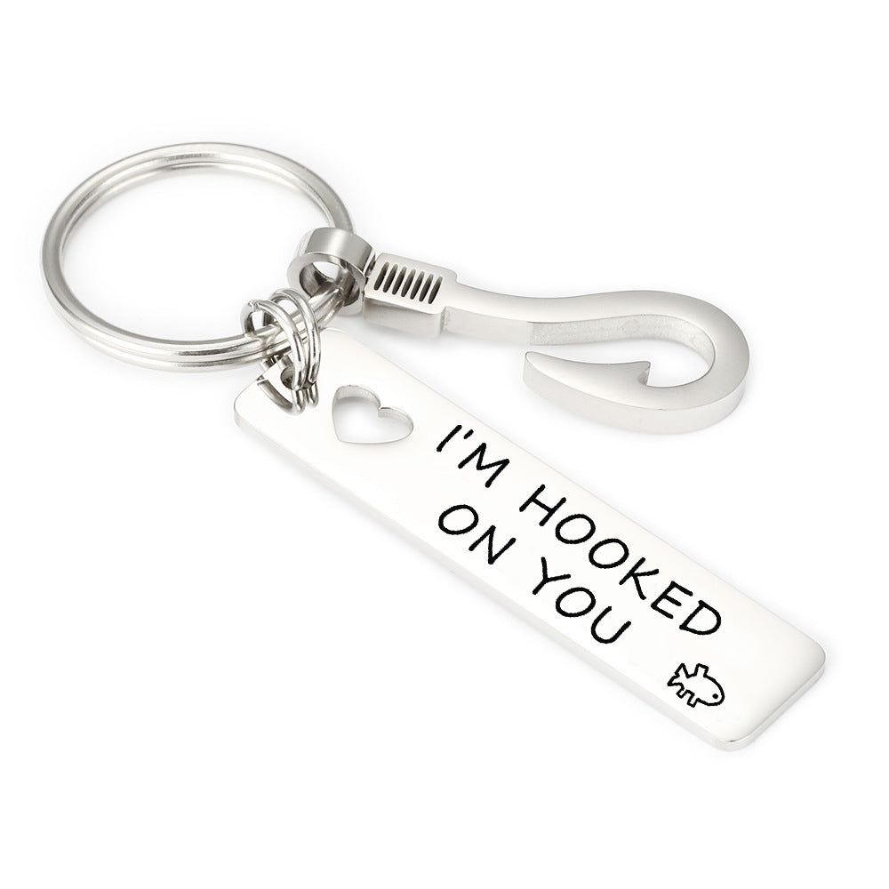 I'm Hooked on You Keychain - Personalize With Initials & Date Keychain GrindStyle