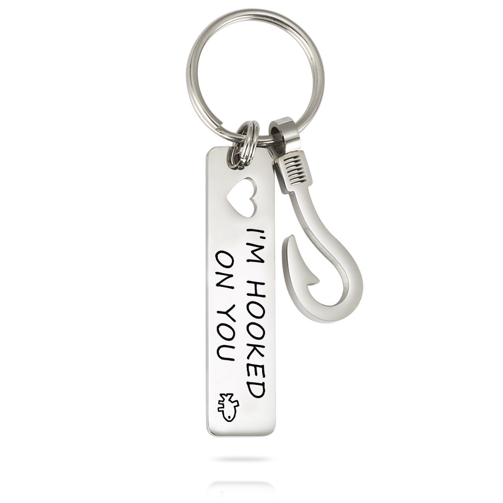 I'm Hooked on You Keychain - Personalize With Initials & Date Keychain GrindStyle