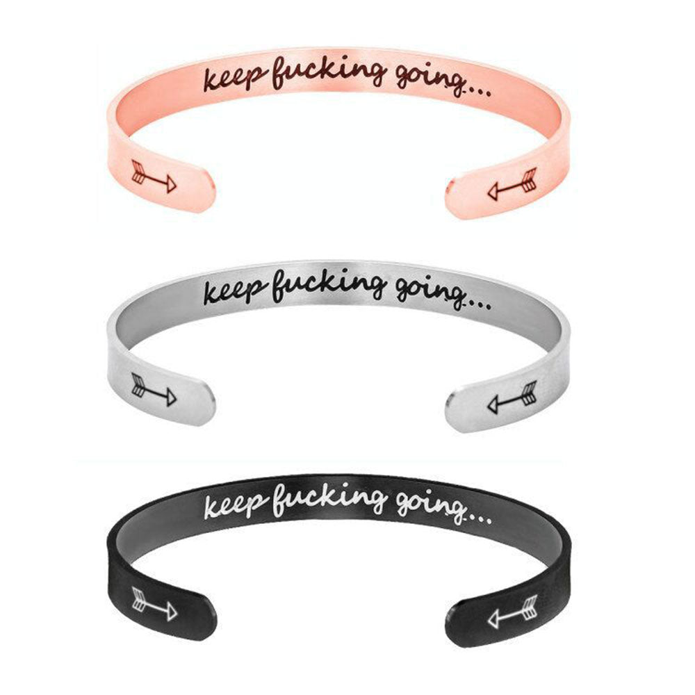 Keep Fucking Going Cuff Bracelet bracelets GrindStyle