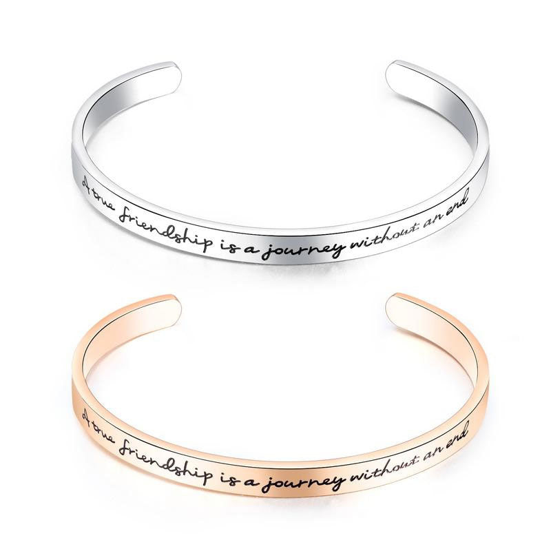 A True Friendship Is A Journey Without An End Cuff Bracelet bracelets GrindStyle