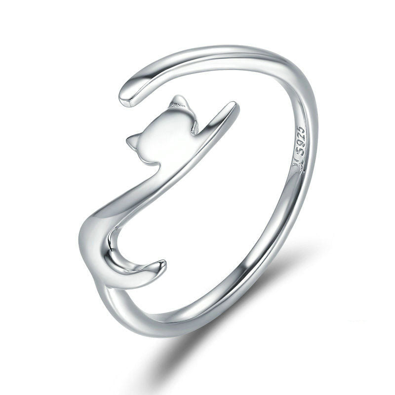 Cute Sterling Silver Cat Ring GrindStyle