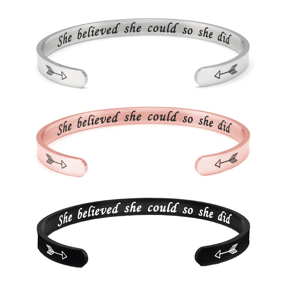 She Believed She Could Cuff Bracelet bracelets GrindStyle