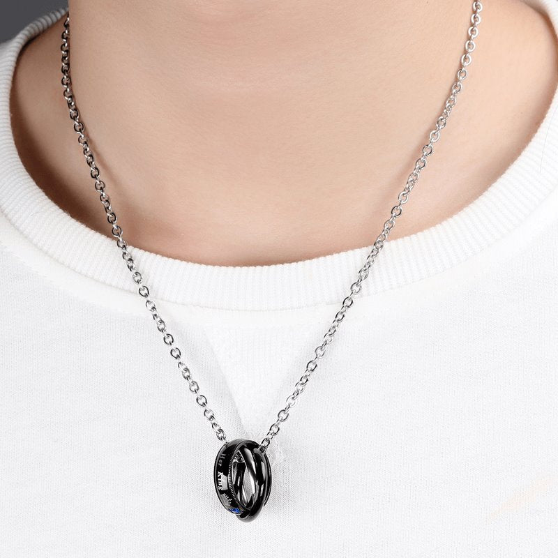 Interlocking Ring His Queen Her King Couple Necklace Set necklace GrindStyle