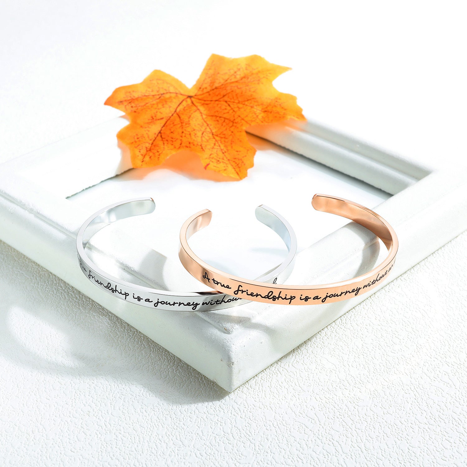 A True Friendship Is A Journey Without An End Cuff Bracelet bracelets GrindStyle