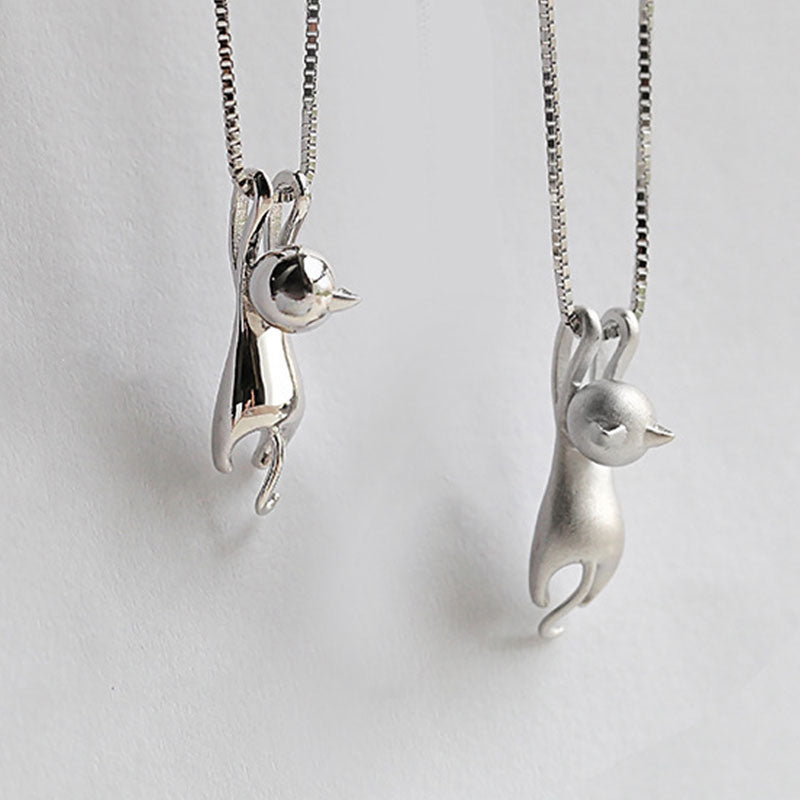 Cute Sterling Silver Cat Necklace necklace GrindStyle
