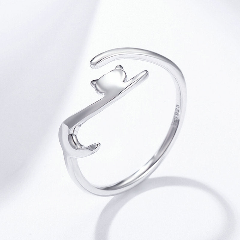 Cute Sterling Silver Cat Ring GrindStyle