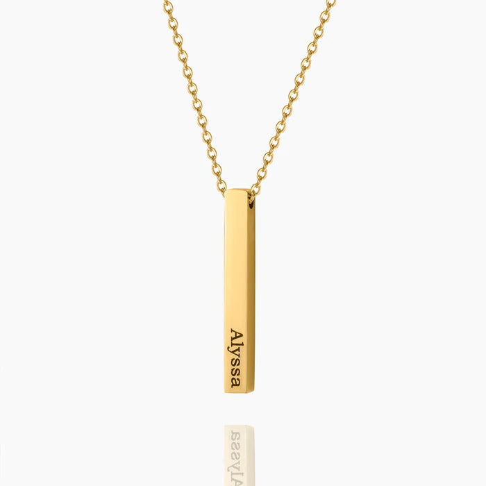 Custom Engraved 4 Sided 3D Bar Necklace Necklaces GrindStyle Gold