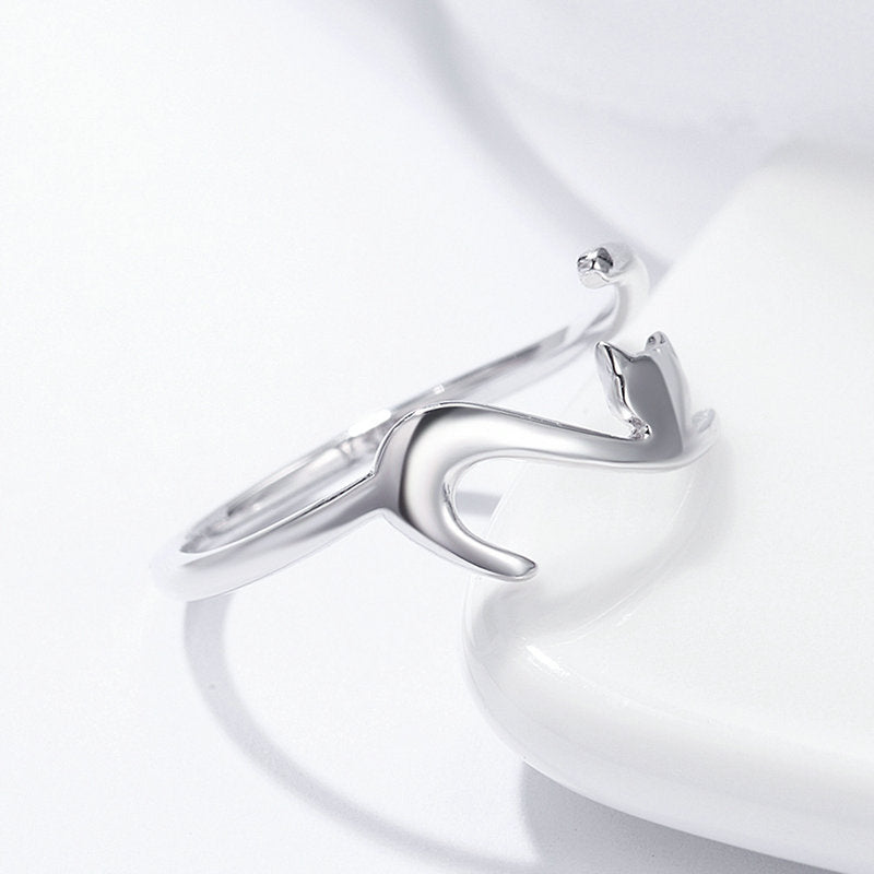 Cute Sterling Silver Cat Ring GrindStyle