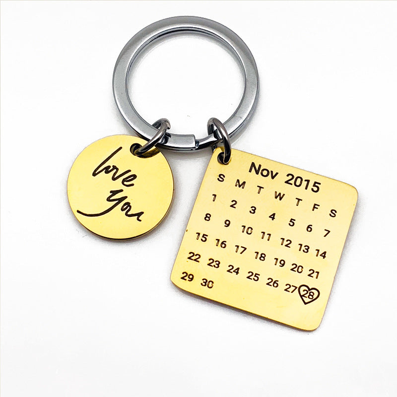 Personalized Calendar Keychain Keychain GrindStyle Gold