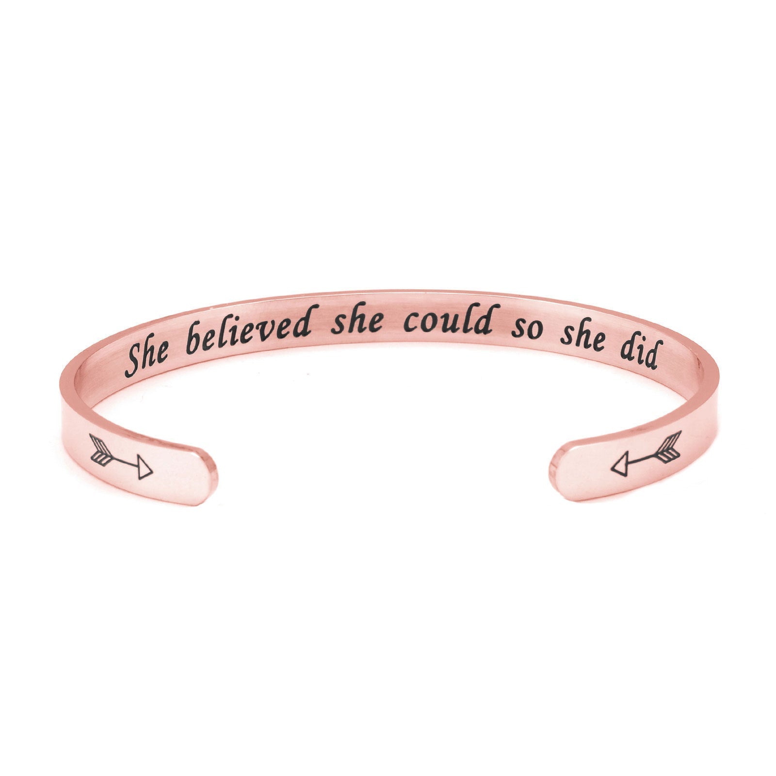She Believed She Could Cuff Bracelet bracelets GrindStyle Rose Gold