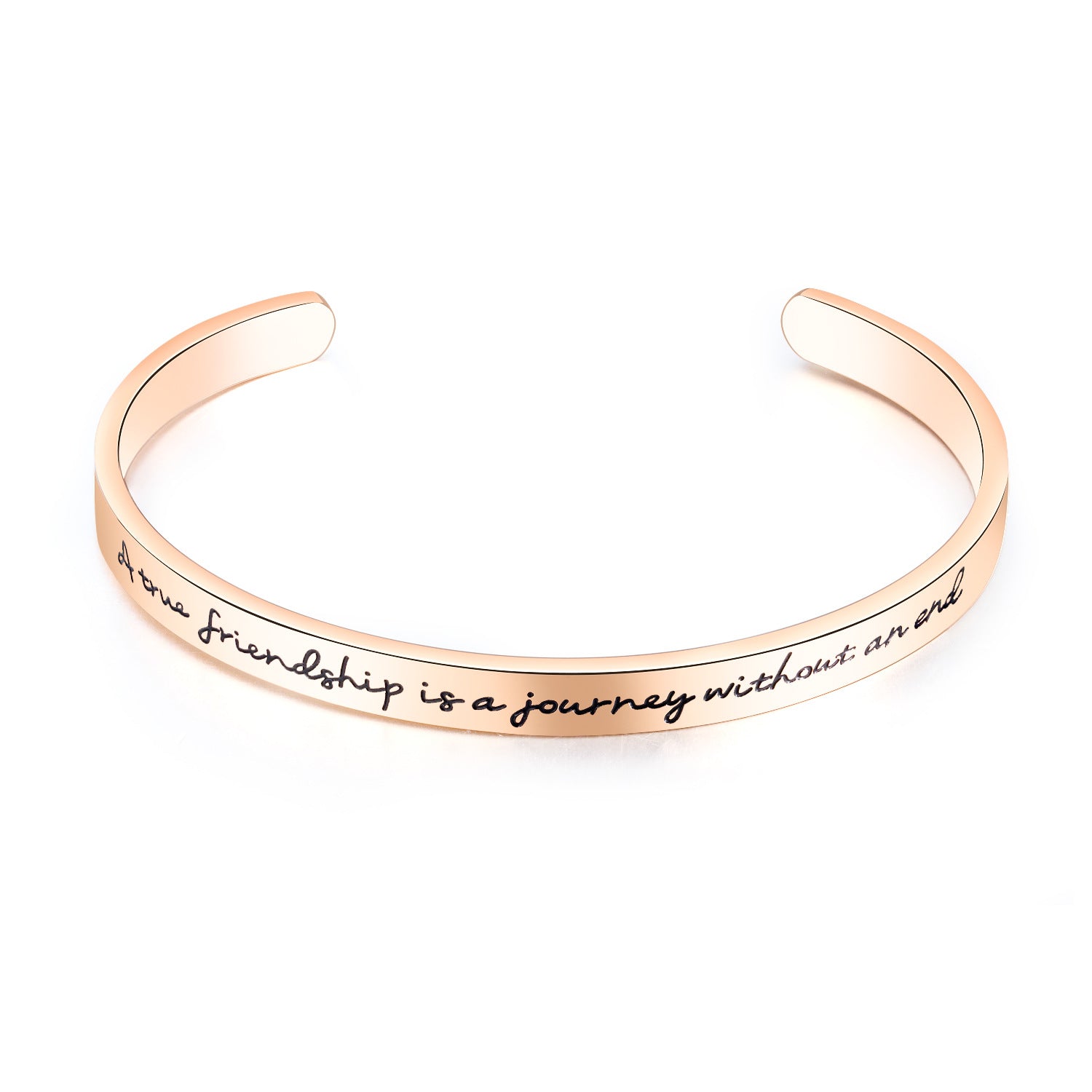 A True Friendship Is A Journey Without An End Cuff Bracelet bracelets GrindStyle Rose Gold