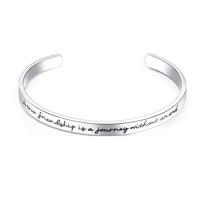 A True Friendship Is A Journey Without An End Cuff Bracelet bracelets GrindStyle Silver