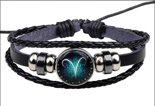 12 Zodiac Signs Handmade Leather Bracelet bracelets GrindStyle Aries