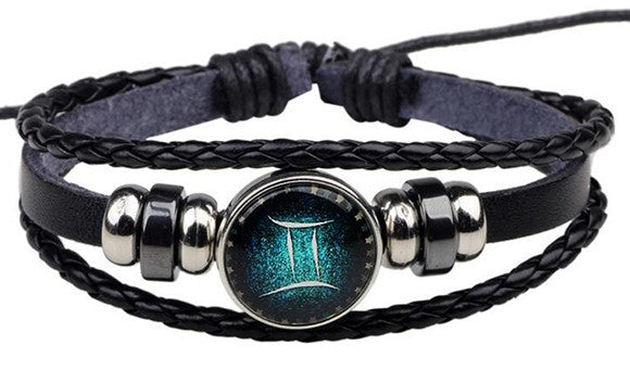 12 Zodiac Signs Handmade Leather Bracelet bracelets GrindStyle Gemini