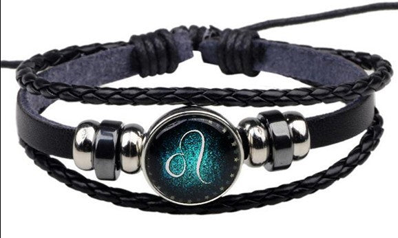 12 Zodiac Signs Handmade Leather Bracelet bracelets GrindStyle Leo