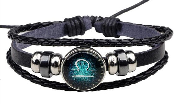 12 Zodiac Signs Handmade Leather Bracelet bracelets GrindStyle Libra