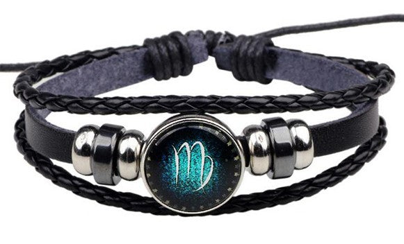 12 Zodiac Signs Handmade Leather Bracelet bracelets GrindStyle Virgo