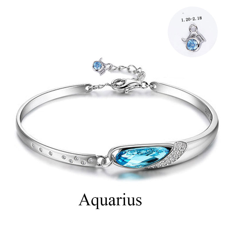 S925 Eye of the Muse Crystal Zodiac Bracelet bracelets GrindStyle Aquarius