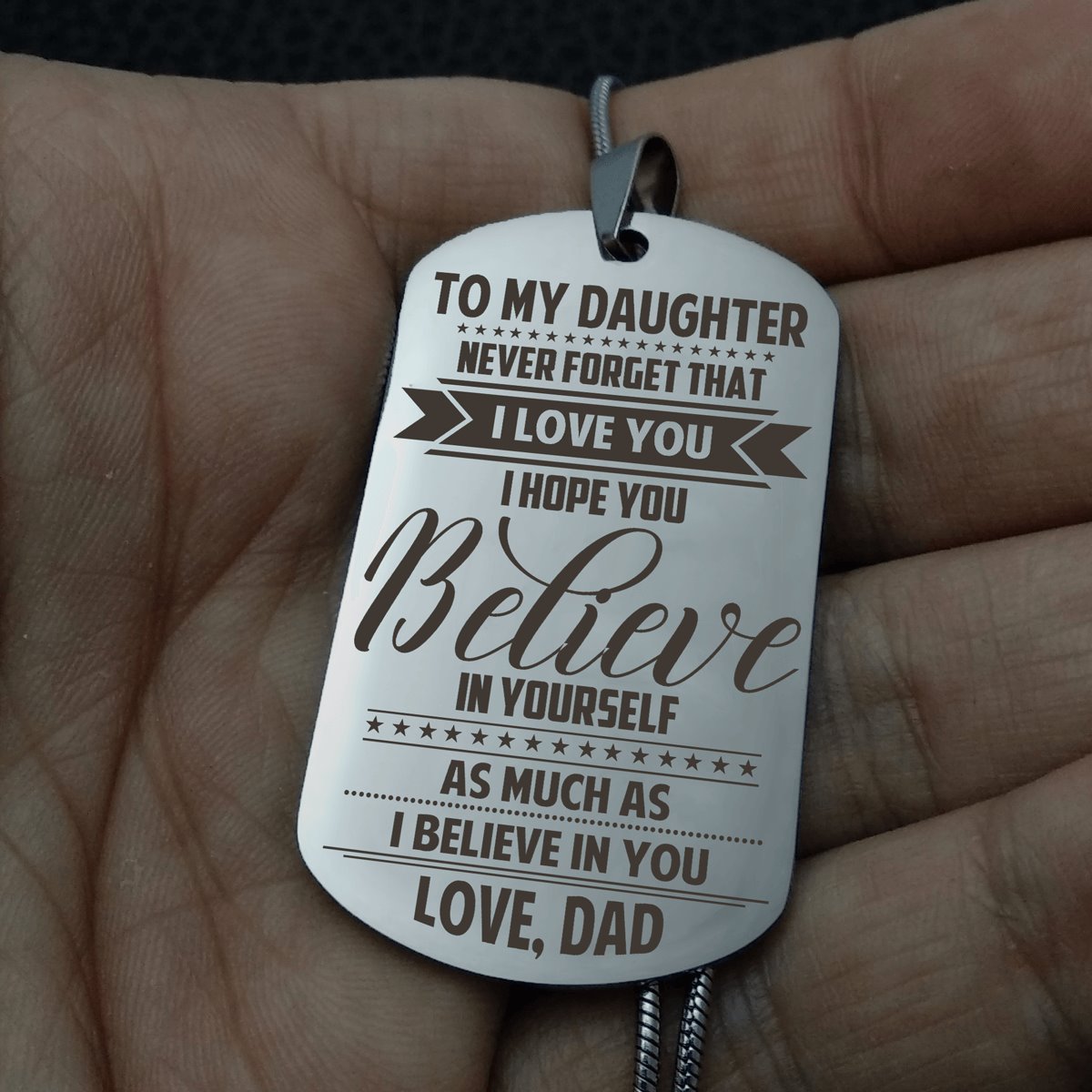 Dad To Daughter - Believe In Yourself Dog Tag dogtag GrindStyle