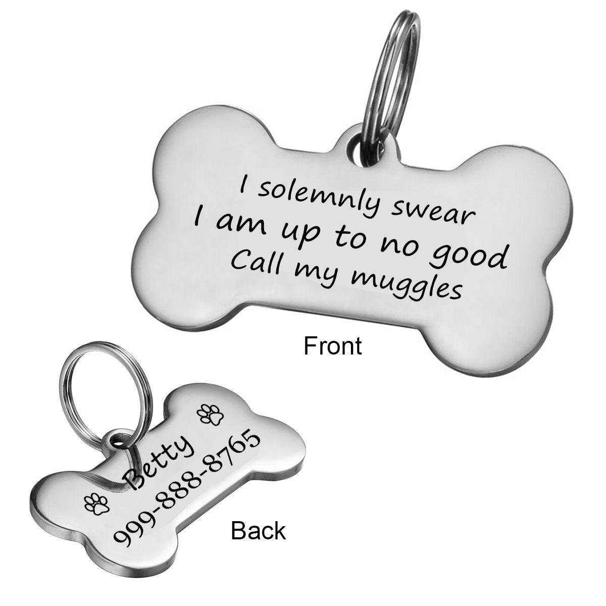 Call My Muggles Personalized Pet ID Tag Pet Tag GrindStyle Silver L:50mmx28mm