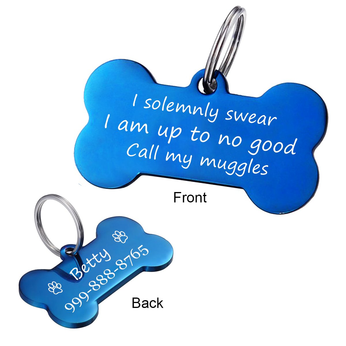 Call My Muggles Personalized Pet ID Tag Pet Tag GrindStyle Blue L:50mmx28mm
