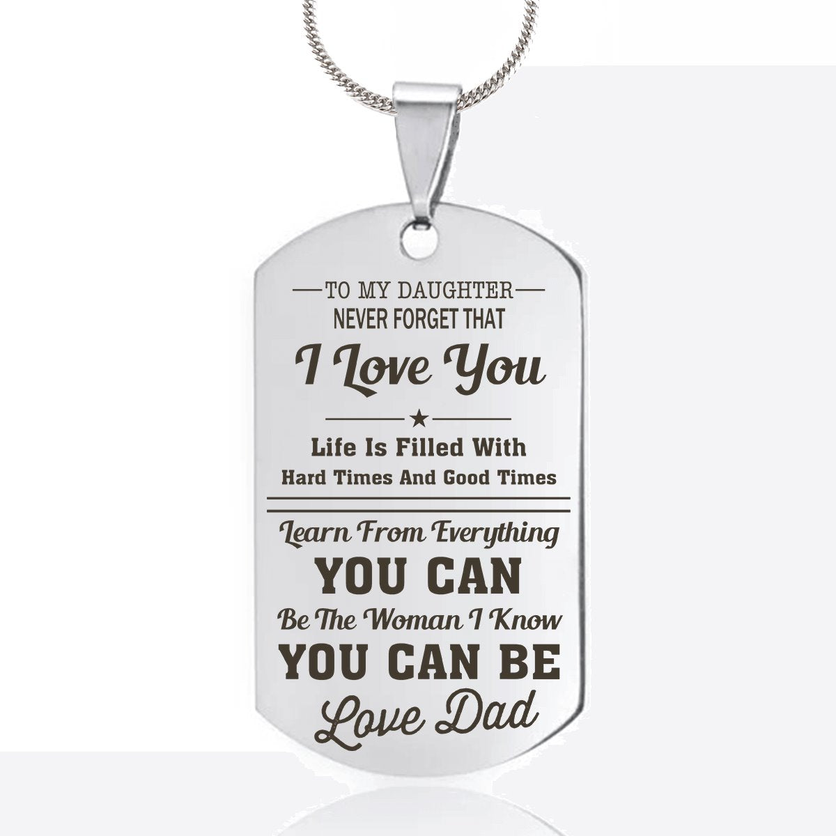 Dad To Daughter - I Love You Dog Tag dogtag GrindStyle Silver
