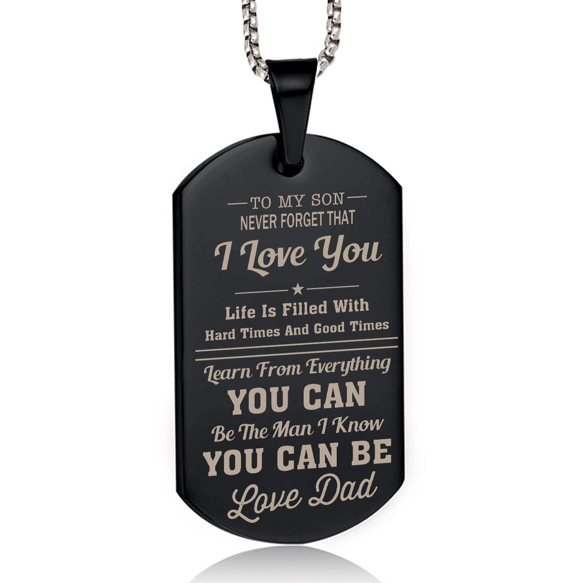 Dad To Son - I Love You Dog Tag dogtag GrindStyle Black