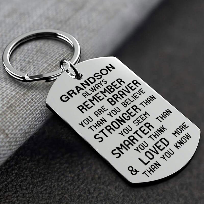 Remember You are Braver Than You Believe Keychain Keychain GrindStyle Grandson