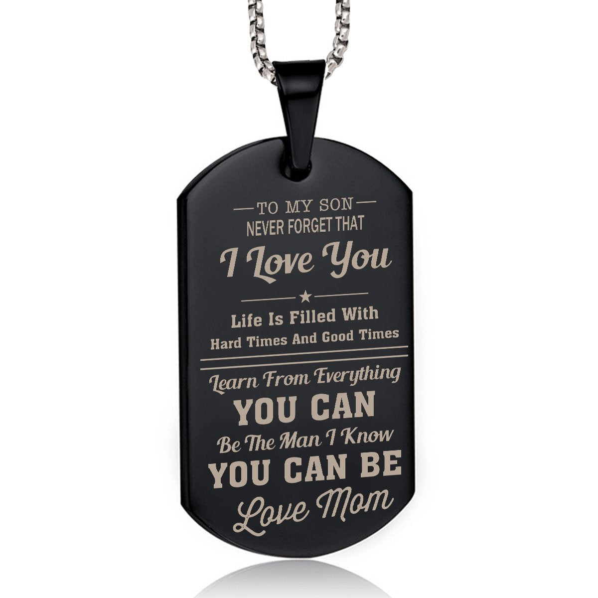 Mom To Son - I Love You Dog Tag dogtag GrindStyle Black