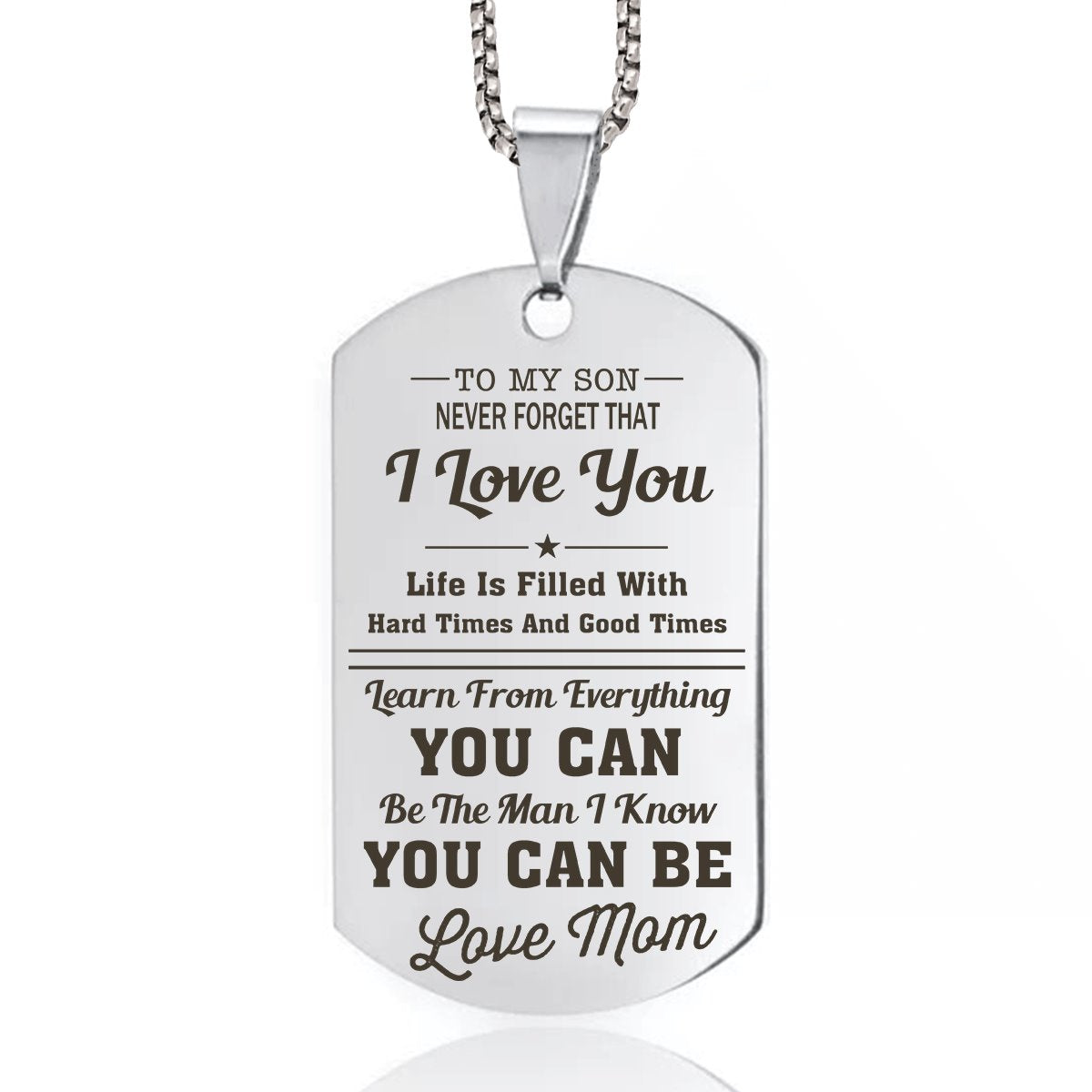 Mom To Son - I Love You Dog Tag dogtag GrindStyle Silver