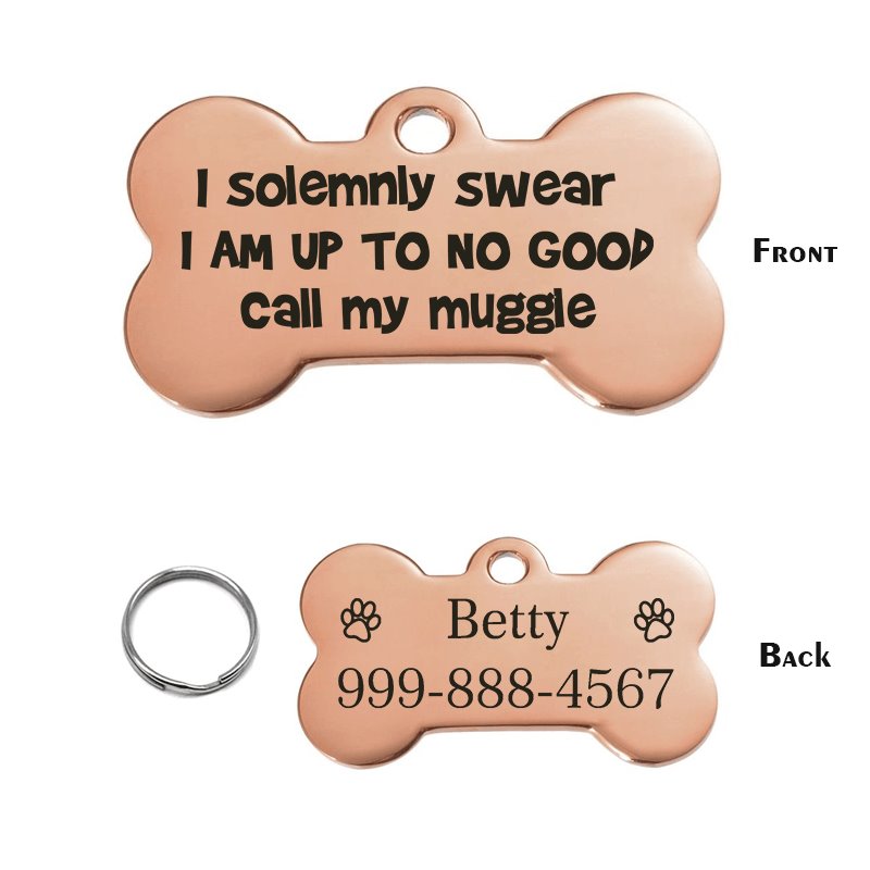 I Solemnly Swear I Am Up To No Good Call My Muggle Pet Tag GrindStyle Rose Gold L:50mmx28mm